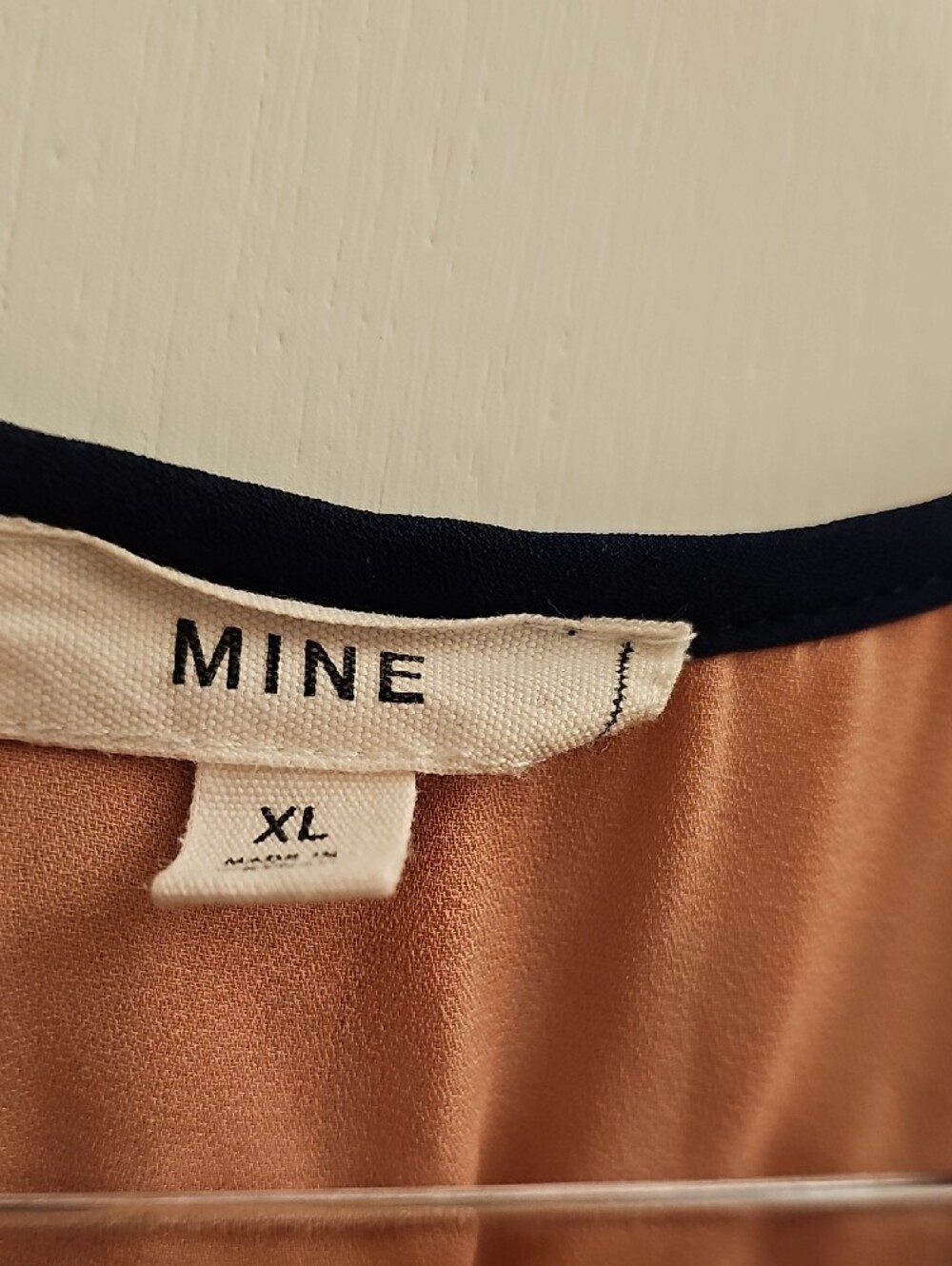 mine Peach Pleated Collar Blouse with Black Trim - Picture 2 of 4